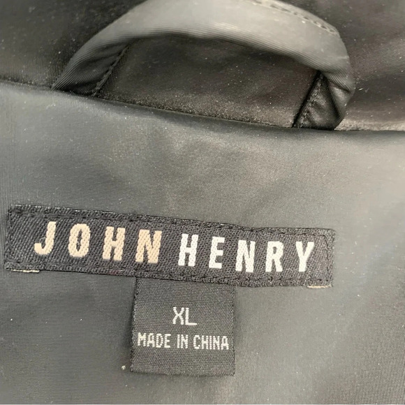 John Henry Black Bomber Jacket Men XL Soft Shell  Full Zip Pockets Classic Work - Picture 8 of 13